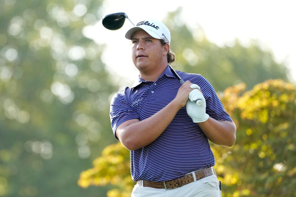 Aldrich Potgieter plays his shot from the 14th tee during the second round of the 2024 Nationwide Children's Hospital Championship.