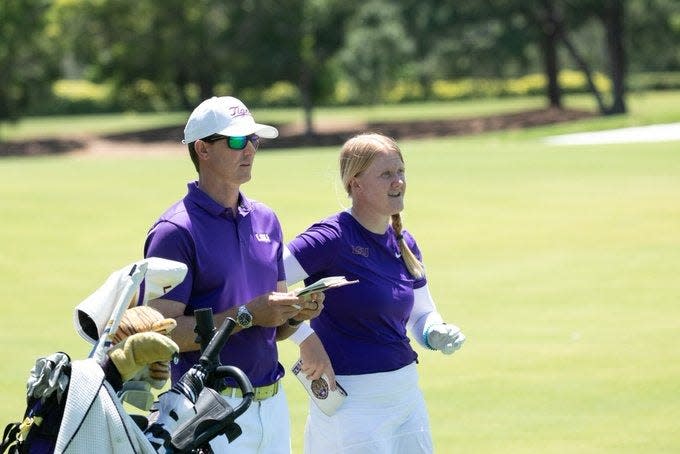 LSU's Ingrid Lindblad with coach Garrett Runion. (Photo: LSU Athletics)