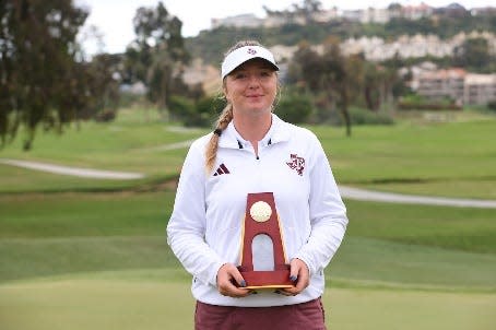 Texas A&M's Adela Cernousek won the 2024 NCAA individual title. (Photo: NCAA)