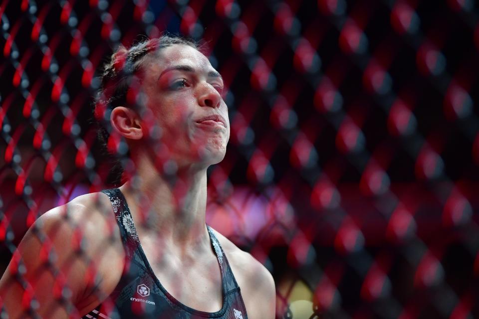 Feb 17, 2024; Anaheim, California, USA; Mackenzie Dern before fighting against Amanda Lemos during UFC 298 at Honda Center. Mandatory Credit: Gary A. Vasquez-USA TODAY Sports