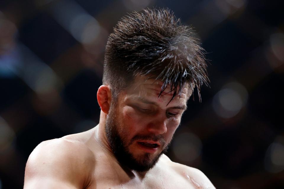 NEWARK, NEW JERSEY - MAY 06: Henry Cejudo looks on after his bantamweight title bout against Aljamain Sterling of Jamaica (not pictured) at UFC 288 at Prudential Center on May 06, 2023 in Newark, New Jersey. Sterling won by judge's decision. (Photo by Sarah Stier/Getty Images)