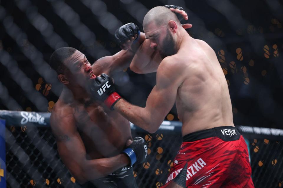 Jiri Prochazka (right) knocked out Jamahal Hill in the third and final round (Getty Images)