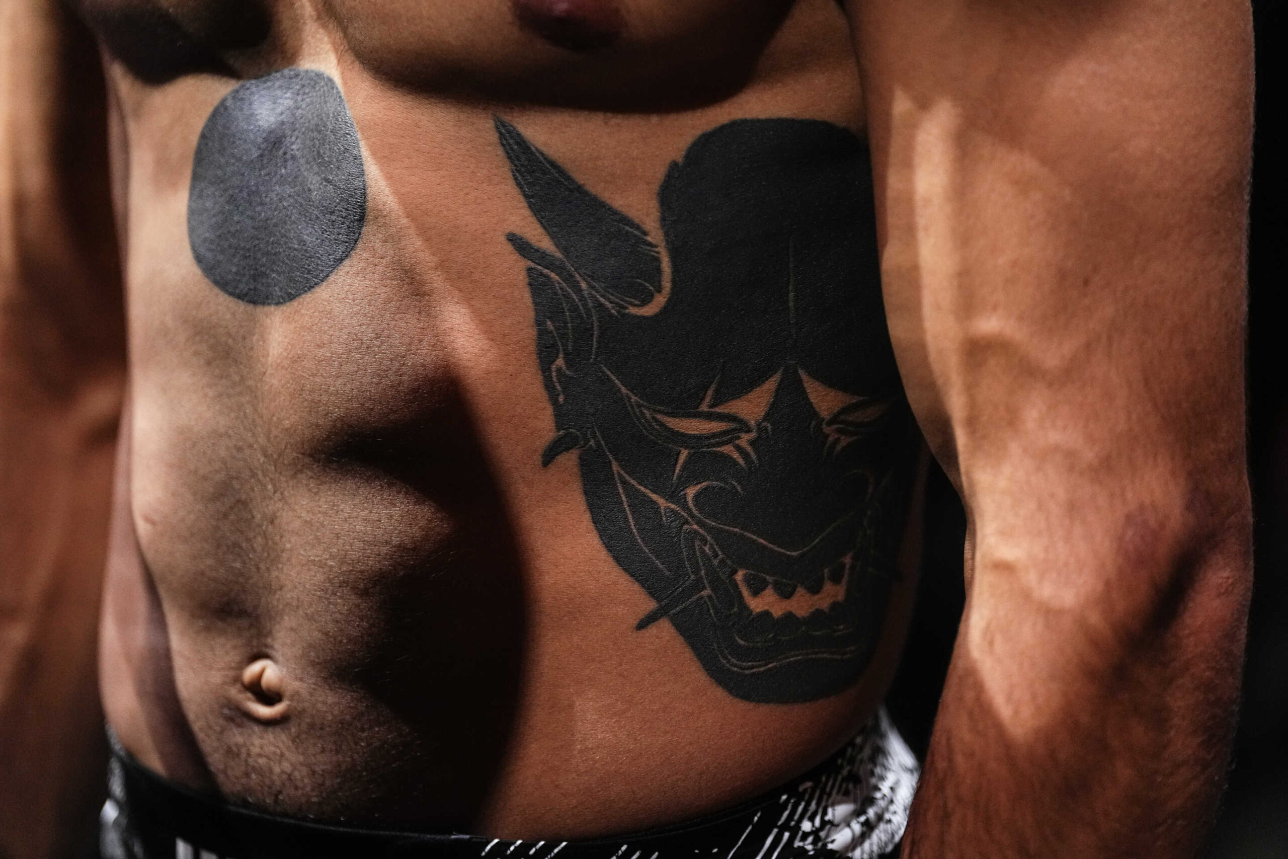 LAS VEGAS, NEVADA - JUNE 29: A detailed shot of Payton Talbott tattooes prior to a bantamweight fight during the UFC 303 event at T-Mobile Arena on June 29, 2024 in Las Vegas, Nevada. (Photo by Jeff Bottari/Zuffa LLC via Getty Images)