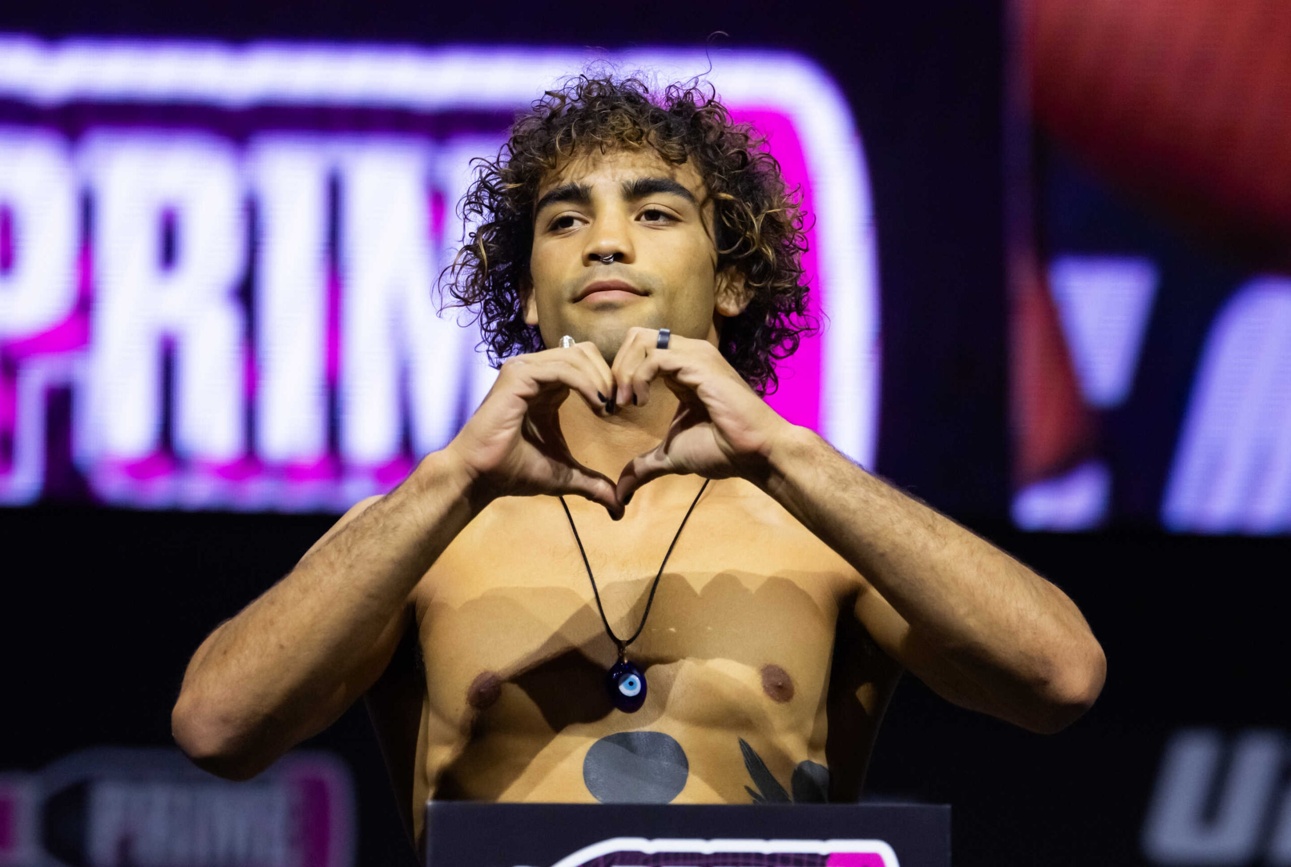 Jun 28, 2024; Las Vegas, Nevada, USA; Payton Talbott during weigh ins for UFC 303 at T-Mobile Arena. Mandatory Credit: Mark J. Rebilas-USA TODAY Sports