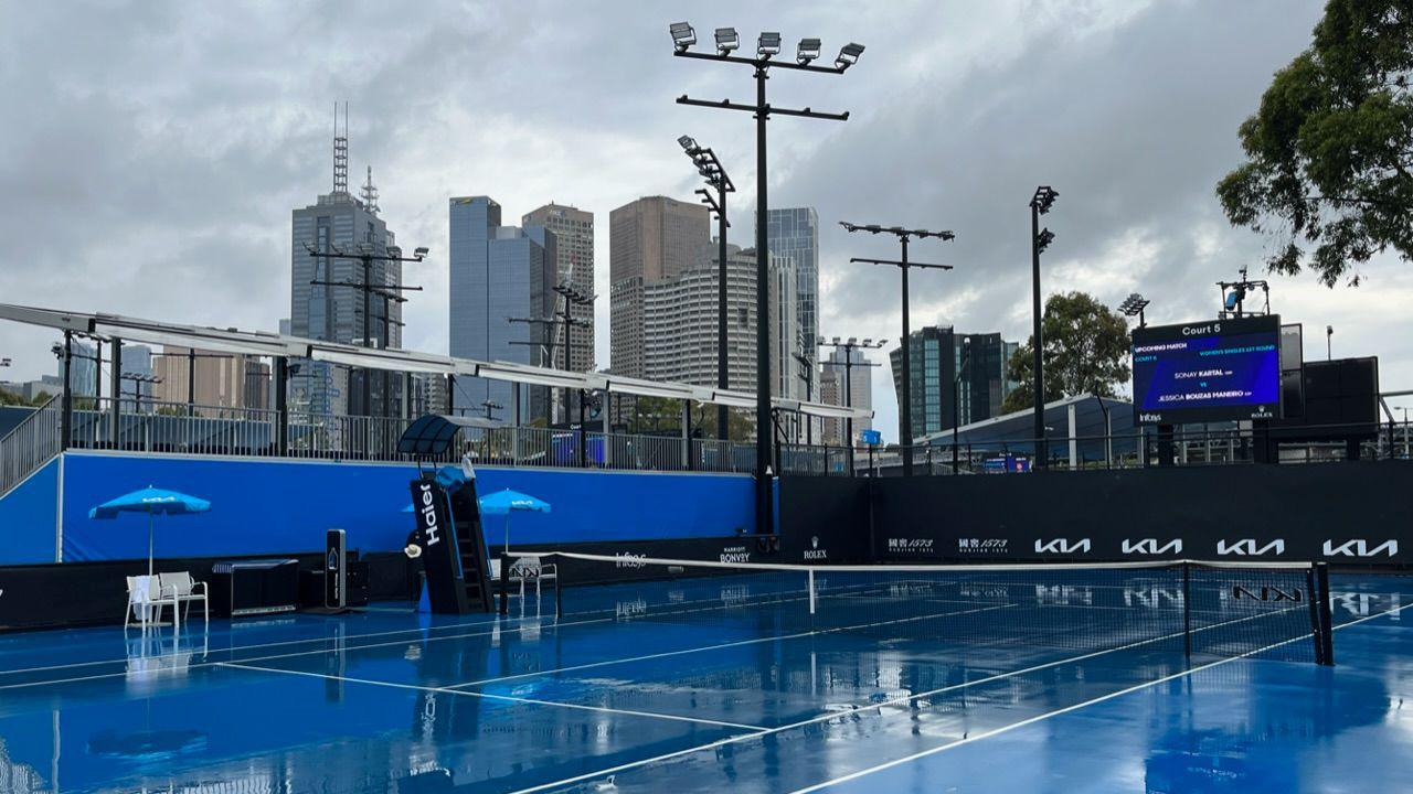 The wet courts at Melbourne Park