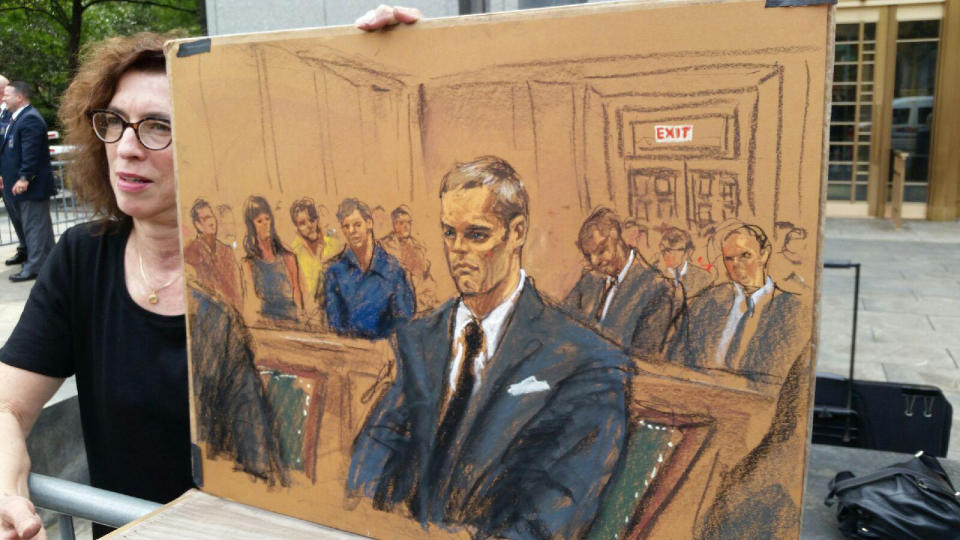 The courtroom sketch of Brady became a running joke during the