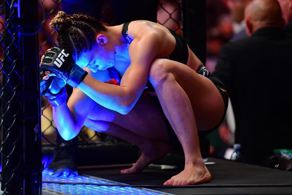 Feb 17, 2024; Anaheim, California, USA; Mackenzie Dern before fighting against Amanda Lemos during UFC 298 at Honda Center. Mandatory Credit: Gary A. Vasquez-USA TODAY Sports