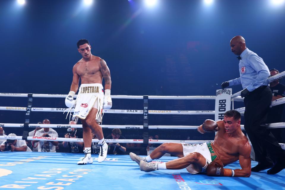 Jai Opetaia (left) dropped David Nyika twice (Getty Images)