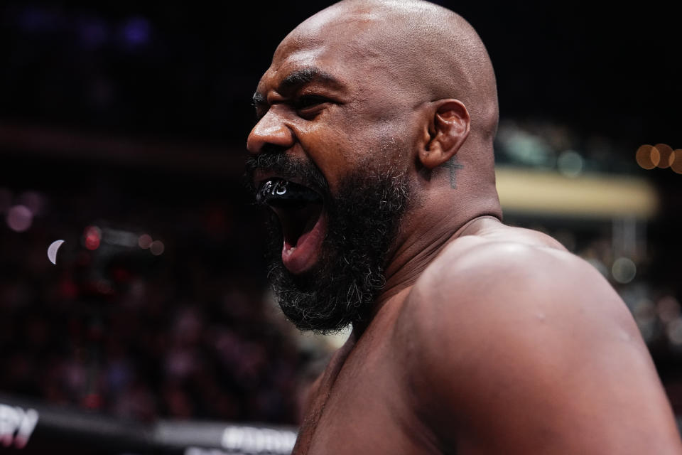 NEW YORK, NEW YORK - NOVEMBER 16: Jon Jones prepares to face Stipe Miocic in the UFC heavyweight championship fight during the UFC 309 event at Madison Square Garden on November 16, 2024 in New York City. (Photo by Jeff Bottari/Zuffa LLC)