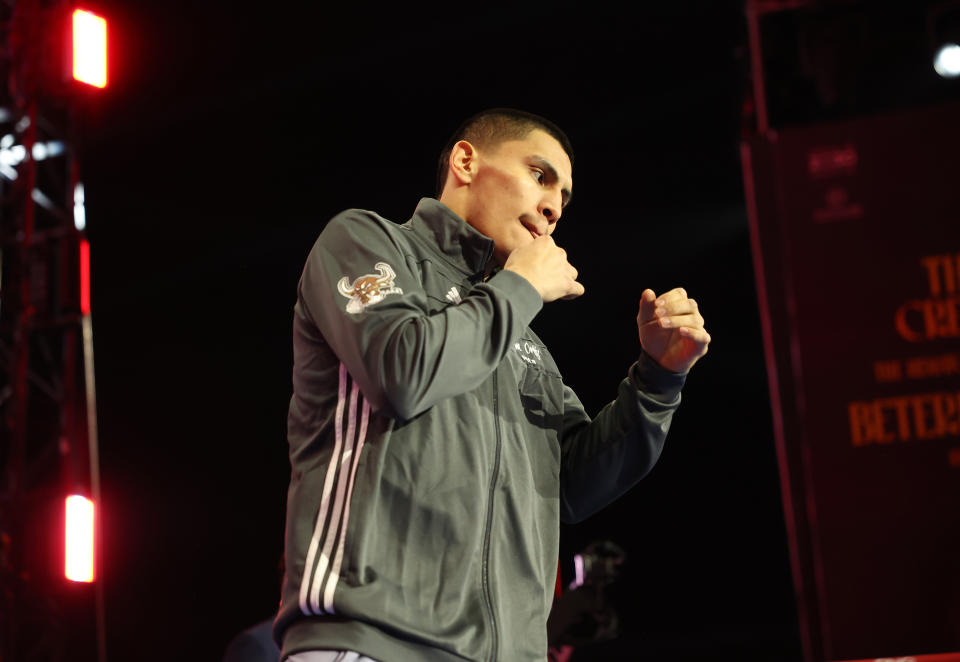 RIYADH, SAUDI ARABIA - FEBRUARY 19: Vergil Ortiz Jr during the open workouts as part of Beterbiev v Bivol 2: The Last Crescendo at  on February 19, 2025 in Riyadh. (Photo by Mark Robinson/Getty Images).