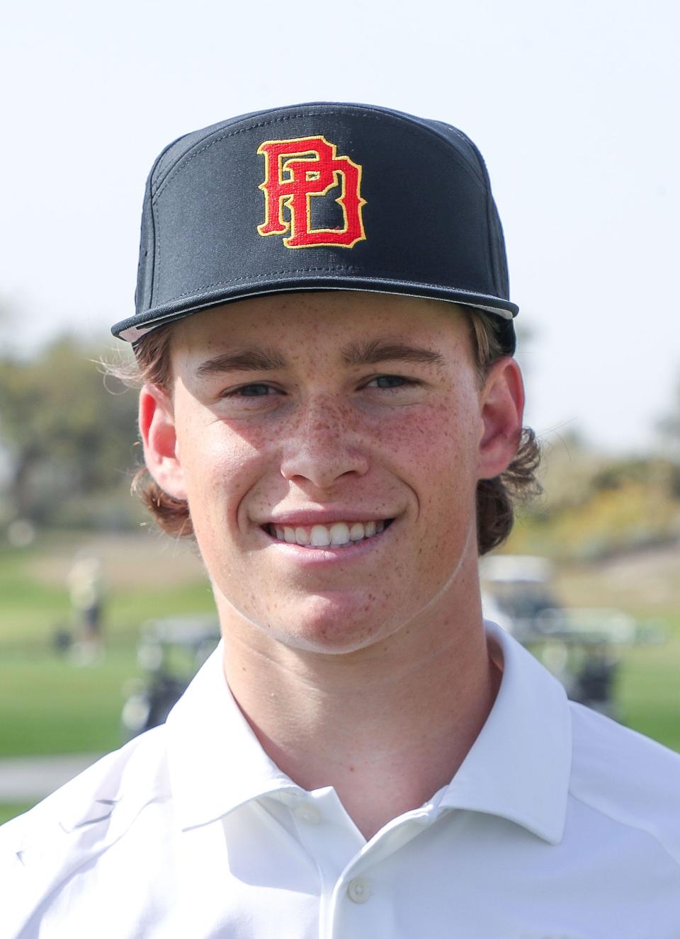 Austin Woods of the Palm Desert High School golf team photographed at Desert Willow Golf Resort in Palm Desert, Calif., Feb. 29, 2024.