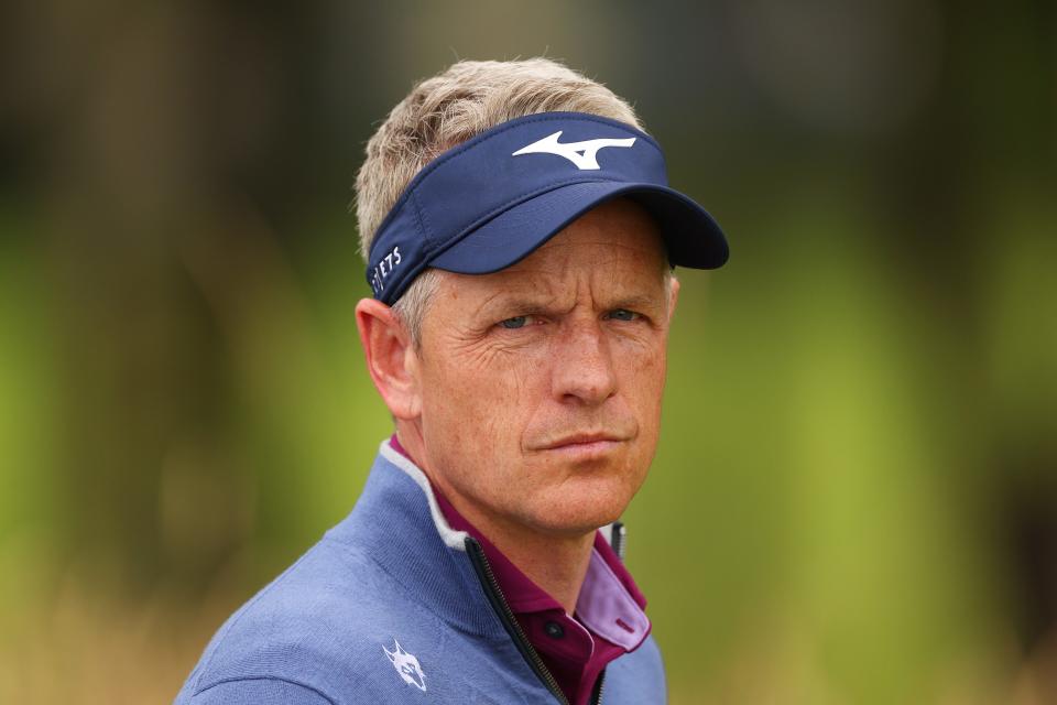 Luke Donald of England looks on after teeing off on the 17th hole during day one of the Genesis Scottish Open at The Renaissance Club on July 11, 2024 in North Berwick, Scotland. (Photo by Andrew Redington/Getty Images)