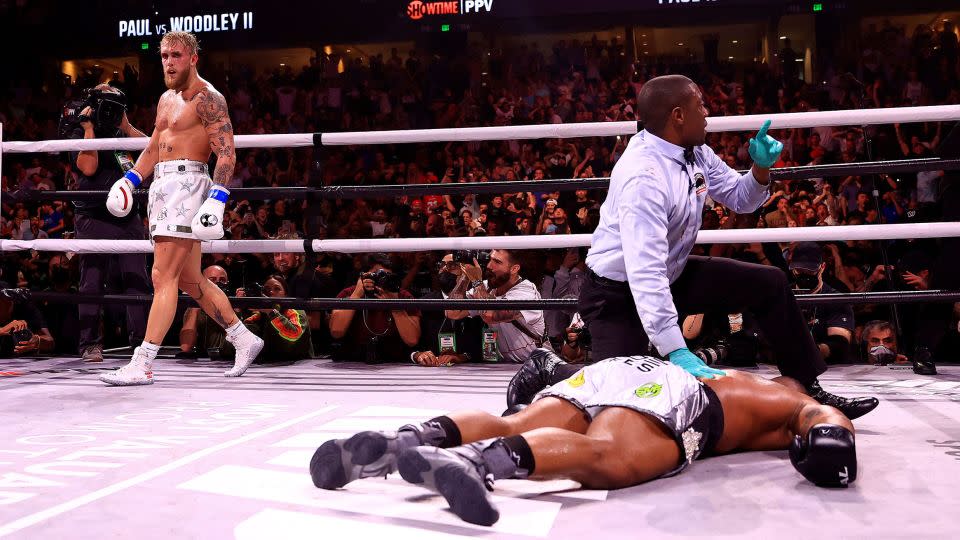 During their December 2021 fight, Paul knocked Woodley out in the sixth round. - Mike Ehrmann/Getty Images/File