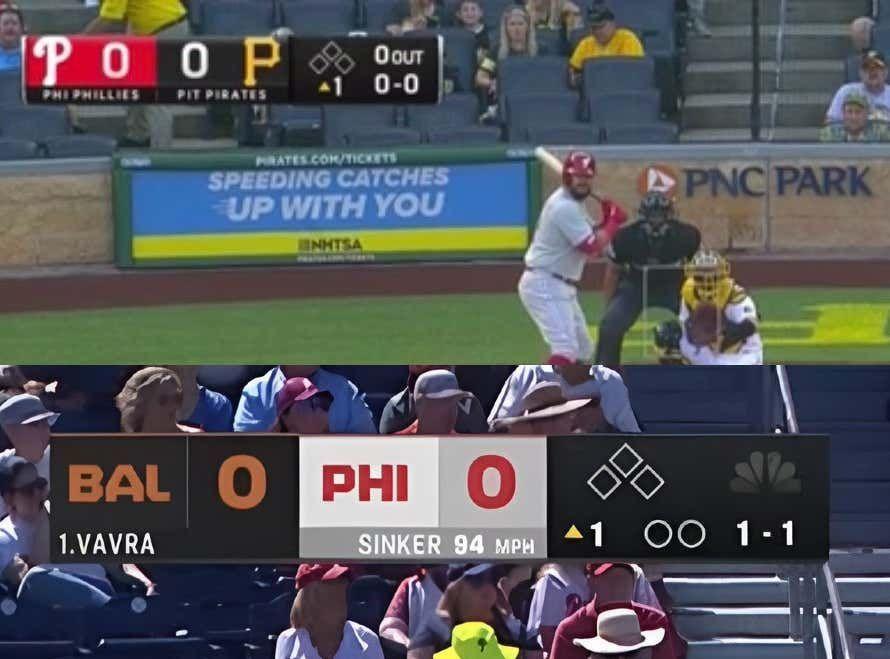 The old scorebug (top) vs. the new one. (NBC Sports Philadelphia)