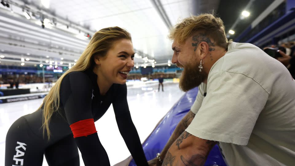 Paul and his girlfriend Jutta Leerdam, during the Daikin NK Allround & Sprint Ice Skating Dutch Championships in Heerenveen, Netherlands, on December 29. - Henk Jan Dijks/Marcel ter Bals/DeFodi Images/Getty Images/File