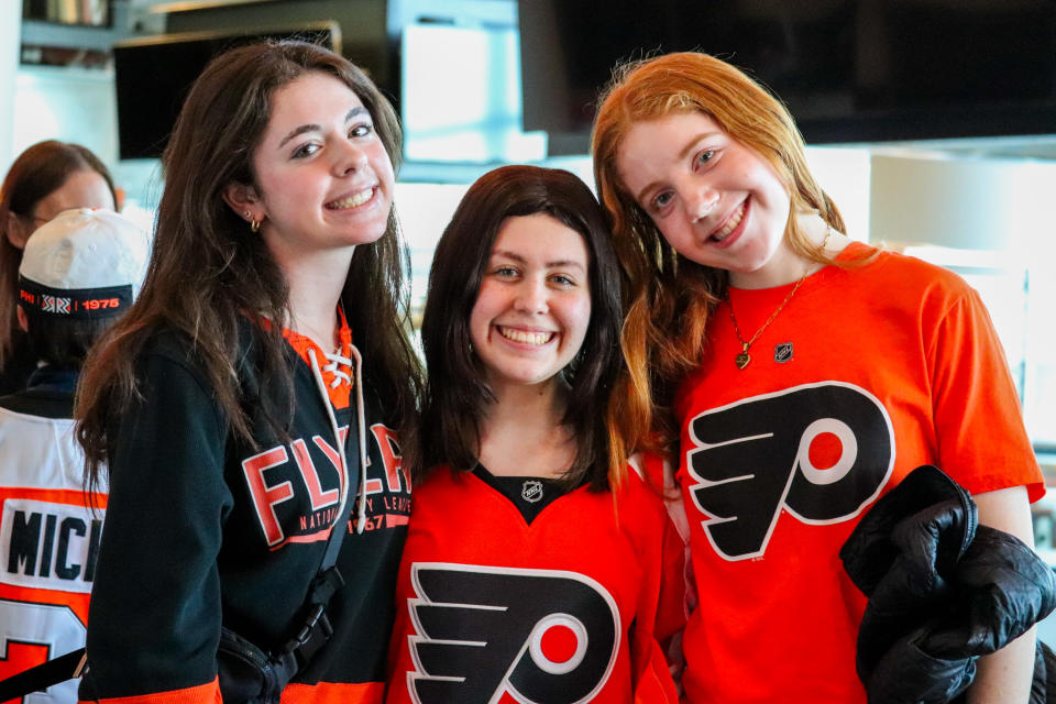 A trio of Flyers fans enjoying the Carnival. (Megan DeRuchie-The Hockey News)