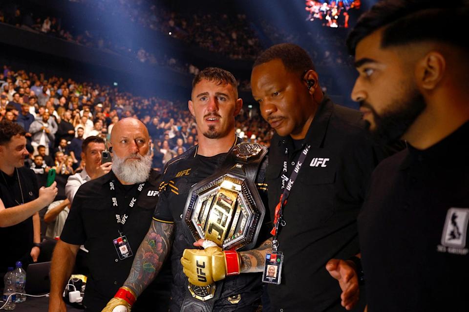 In July, Aspinall retained his interim title with a KO of Curtis Blaydes in Manchester (REUTERS)