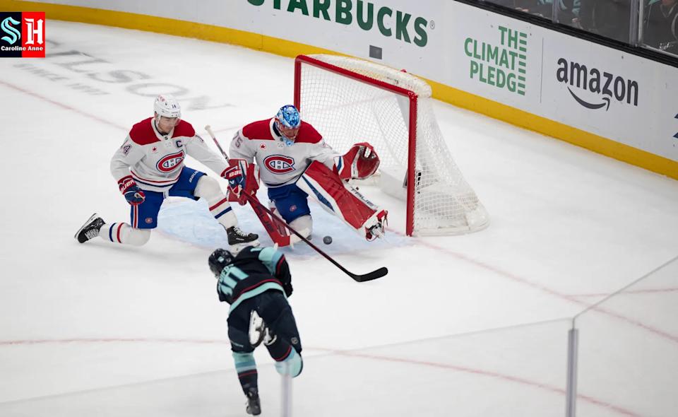 Matty Beniers against Montreal at Climate Pledge Arena on March 12, 2025. Photo by Caroline Anne.