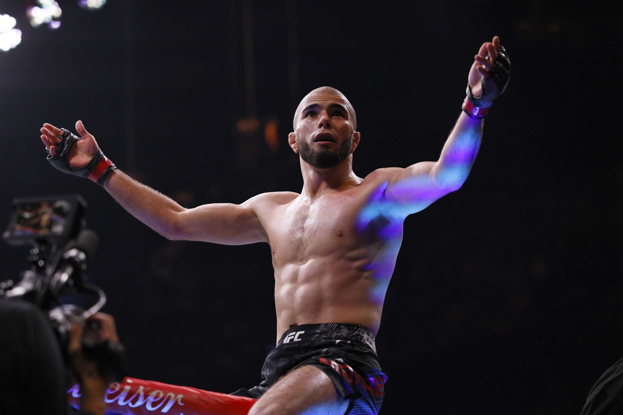 Muhammad Mokaev after beating Manel Kape (not pictured during Flyweight fight at Co-op Live Arena, Manchester. Picture date: Sunday July 28, 2024. (Photo by Richard Sellers/PA Images via Getty Images)