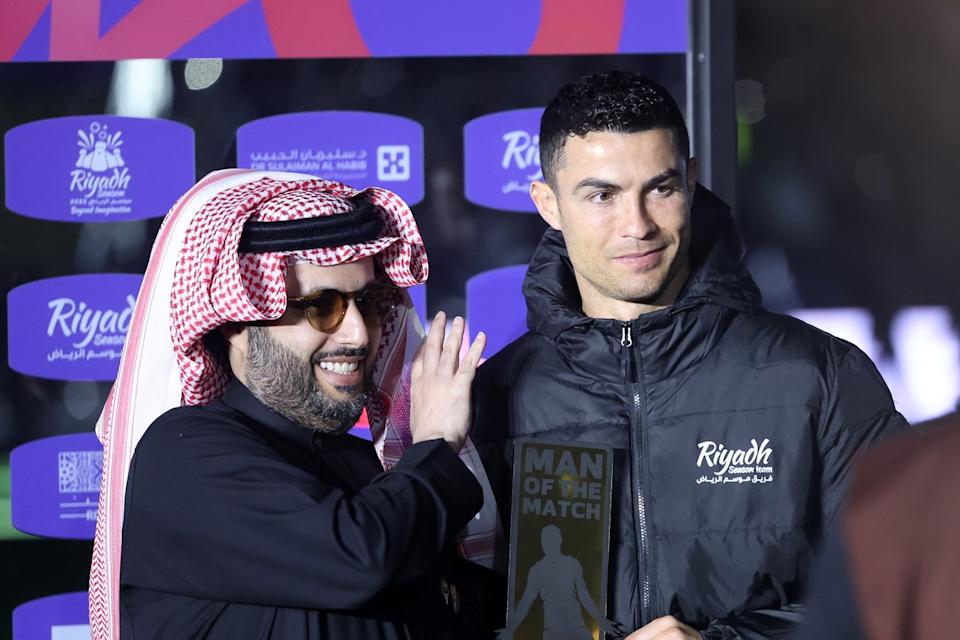 Turki Alalshikh (left) with football superstar Cristiano Ronaldo (Getty Images)