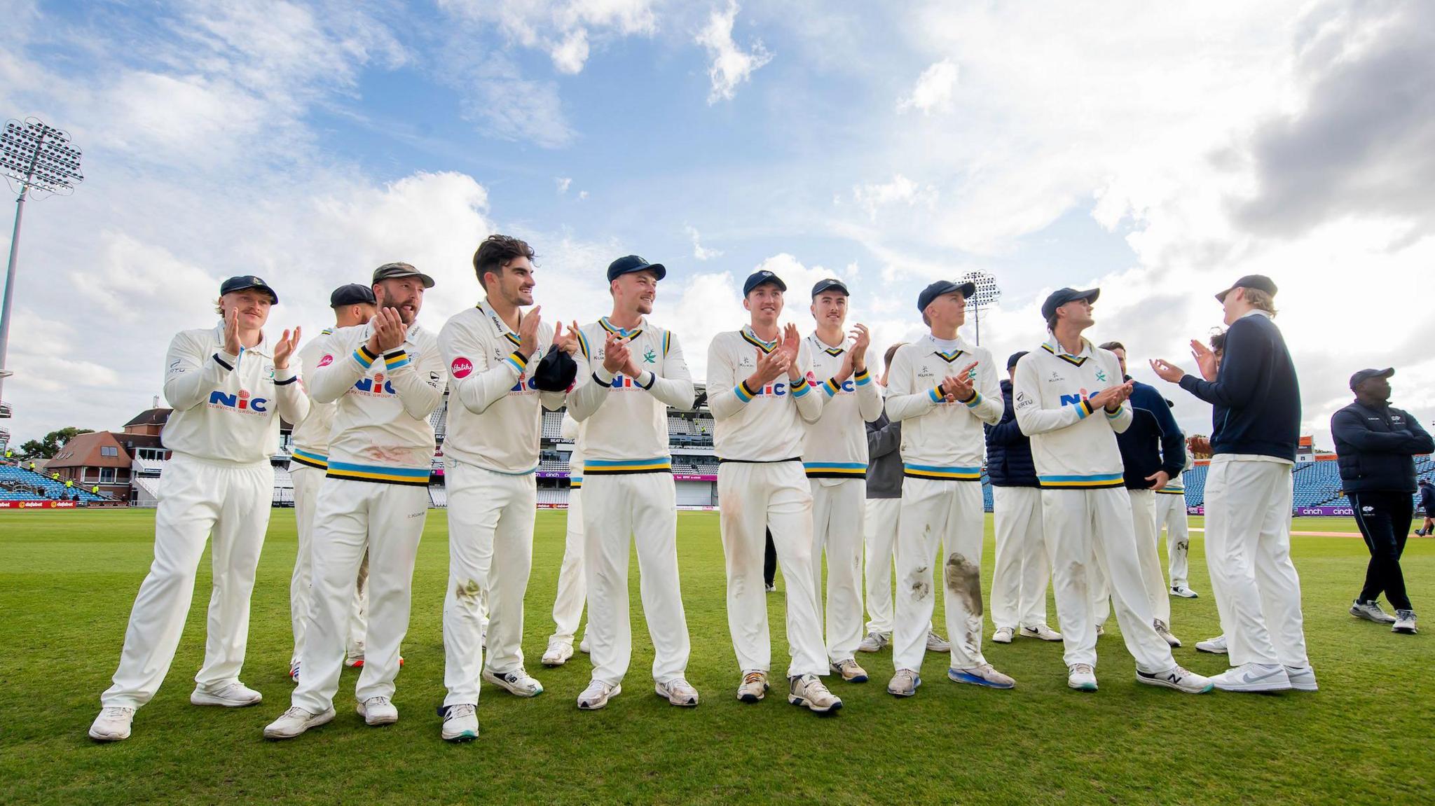 Yorkshire players celebrate promotion