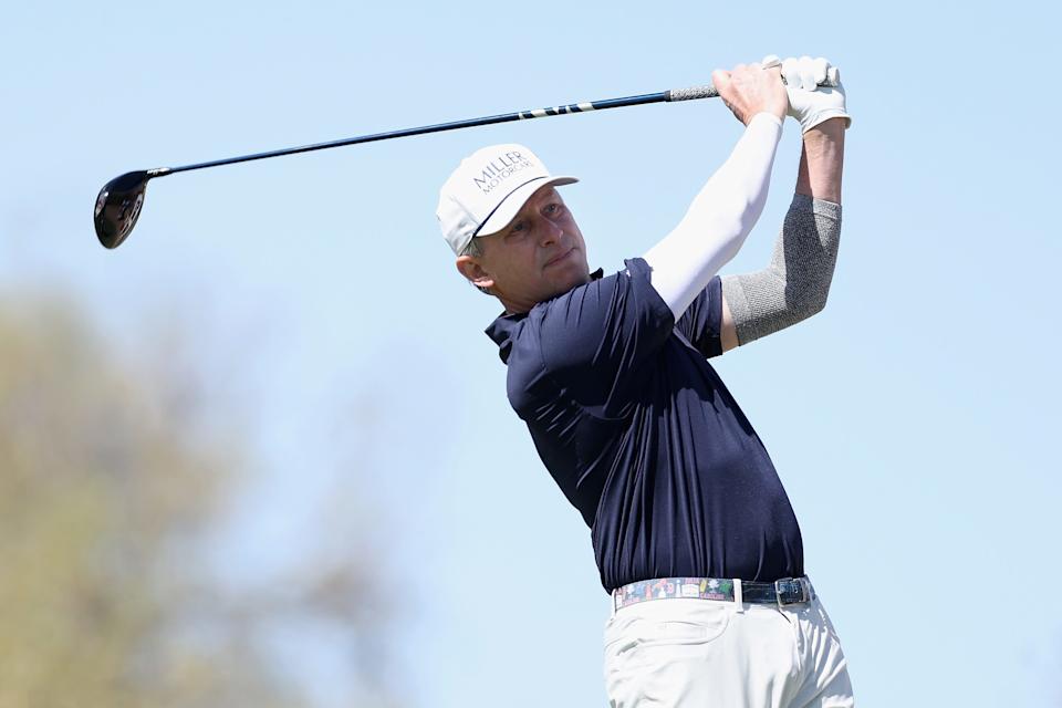 Jason Caron plays a tee shot on the second hole during the second round of the 2025 Cologuard Classic at La Paloma Country Club in Tucson, Arizona.