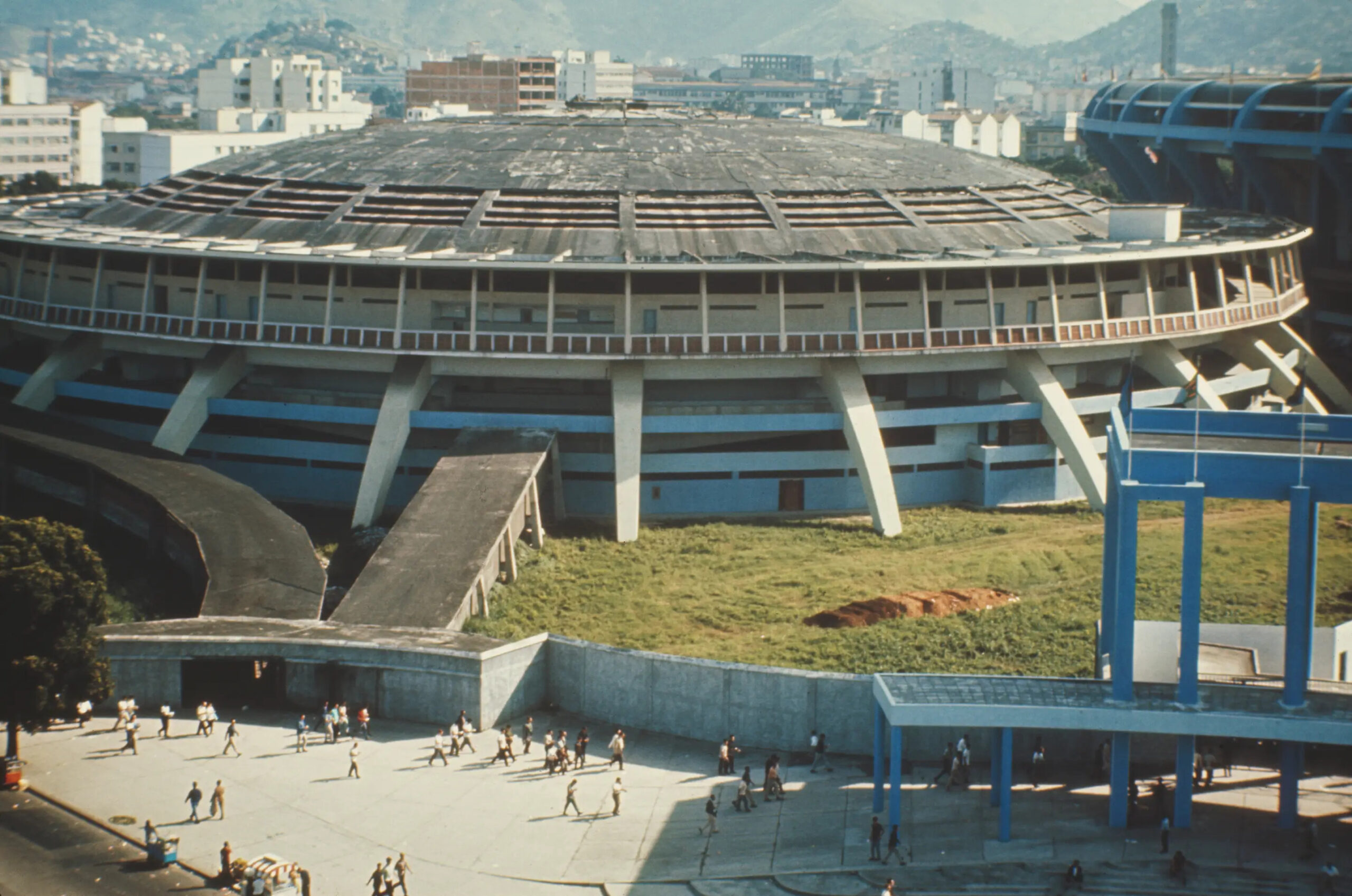 An exterior view of the Maracanã Stadium in Rio de Janeiro, Brazil, circa 1960. (Photo by Pictorial Parade/Archive Photos/Getty Images)