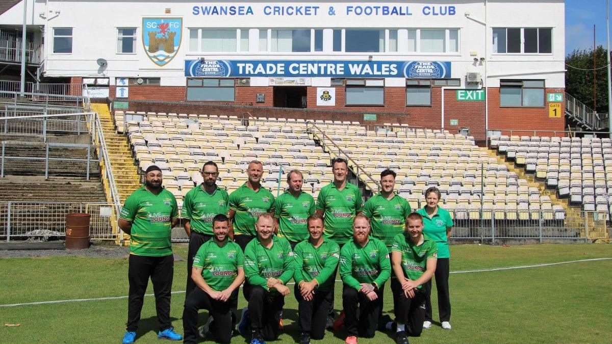 A team photo of the Pontardawe side who won the final game at St Helen's