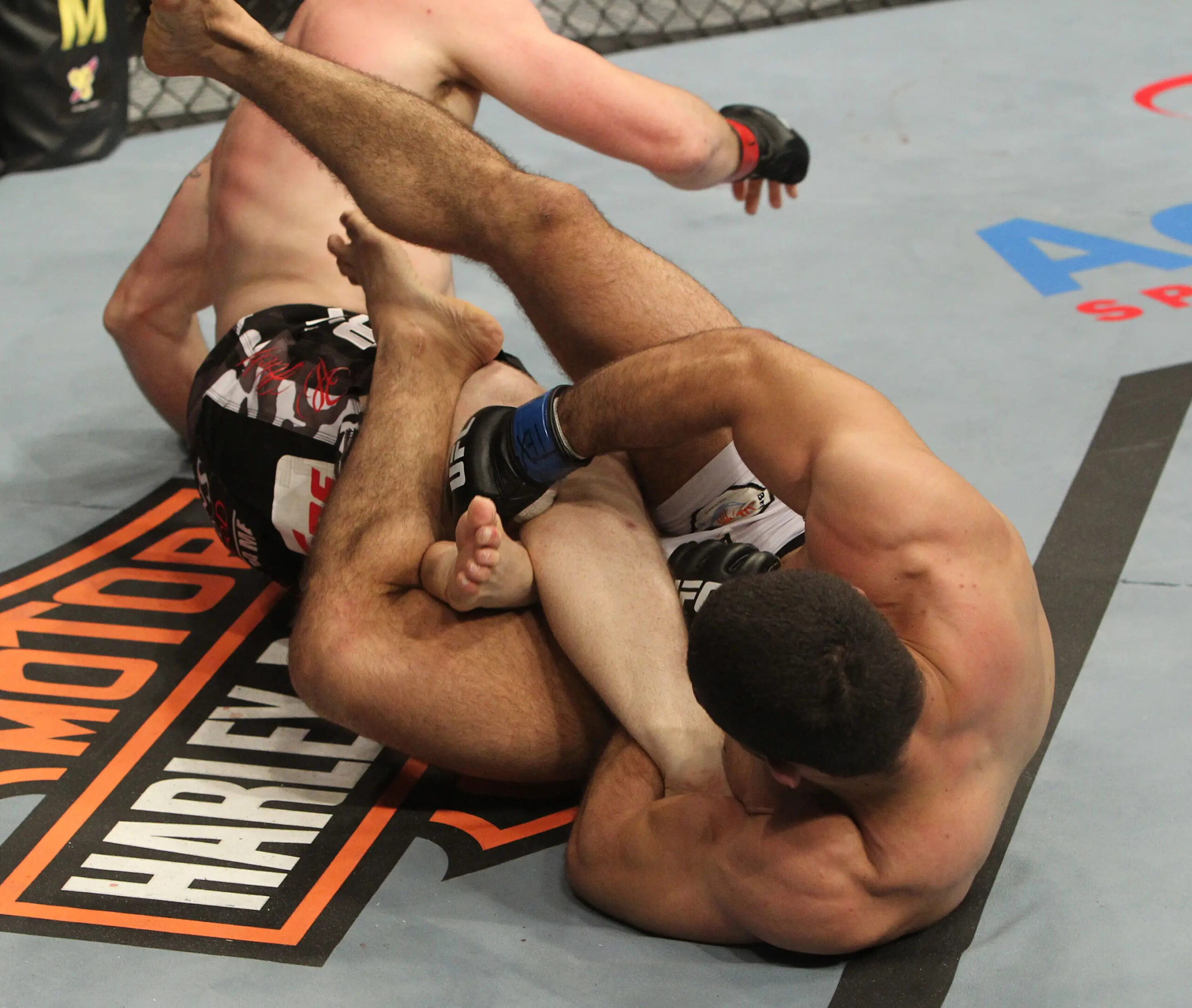AUSTIN - SEPTEMBER 15: (R-L) Rousimar Palhares attempts a leg lock against Nate Marquardt at UFC Fight Night at the Frank Irwin Center on September 15, 2010 in Austin, Texas. (Photo by Josh Hedges/Zuffa LLC/Zuffa LLC via Getty Images)