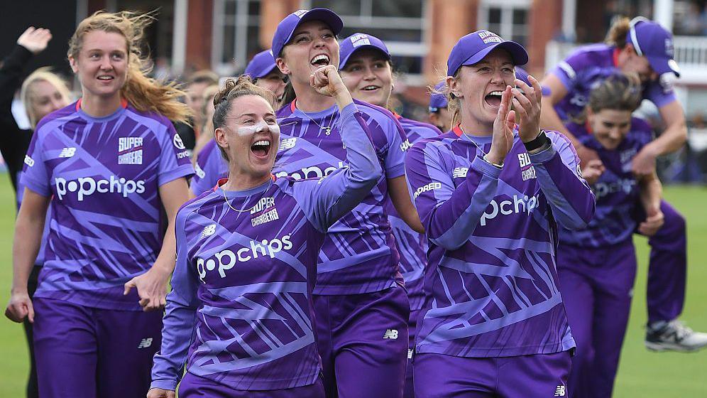 The Northern Superchargers celebrating winning the women's Hundred