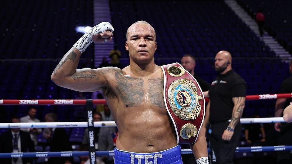 Fabio Wardley poses in the ring following his victory over Joseph Parker