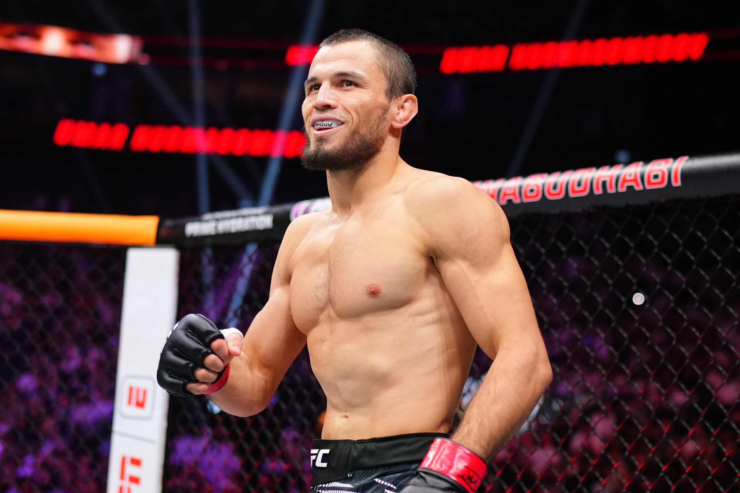 ABU DHABI, UNITED ARAB EMIRATES - OCTOBER 25: Umar Nurmagomedov of Russia prepares to face Mario Bautista in a bantamweight fight during the UFC 321 event at Etihad Arena on October 25, 2025 in Abu Dhabi, United Arab Emirates. (Photo by Chris Unger/Zuffa LLC)