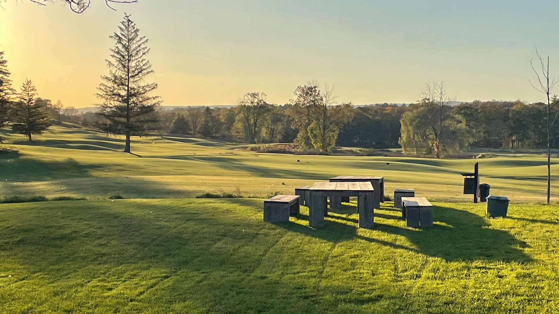 General view of Inness golf couse at sunset