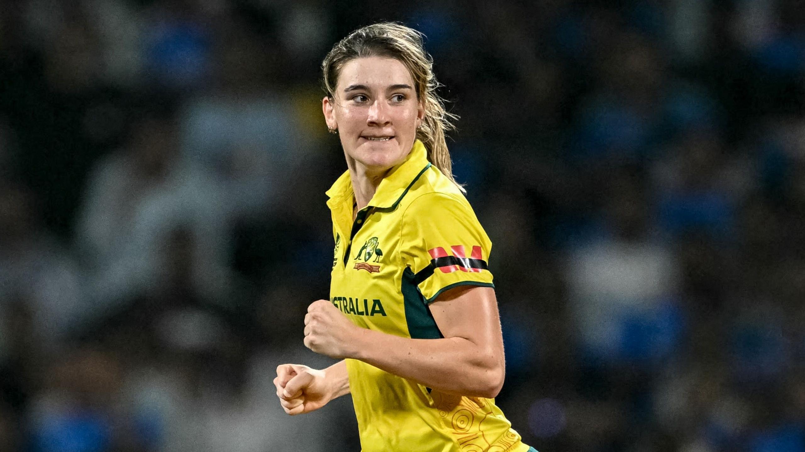 Annabel Sutherland celebrates a wicket