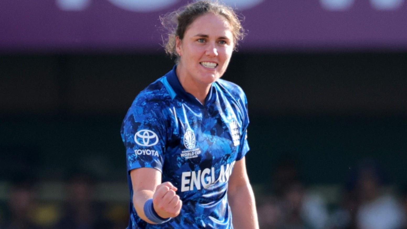Nat Sciver-Brunt celebrates a wicket